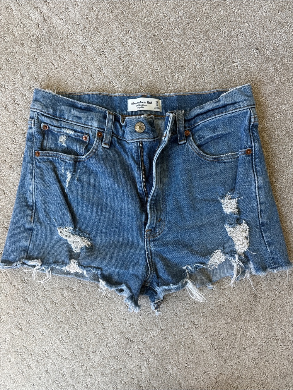 Abercrombie & Fitch Distressed Blue Denim Cutoff Shorts